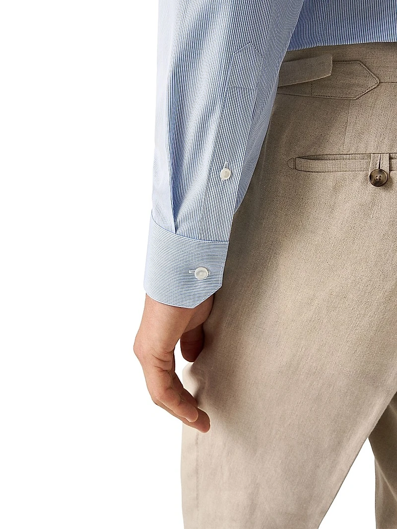 Contemporary-Fit Elevated Striped Button-Front Shirt