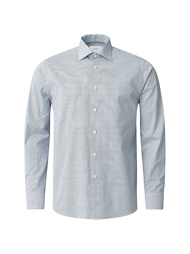 Contemporary-Fit Micro Print Button-Front Shirt