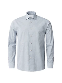 Contemporary-Fit Micro Print Button-Front Shirt