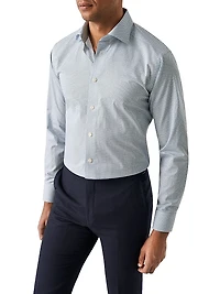 Contemporary-Fit Micro Print Button-Front Shirt