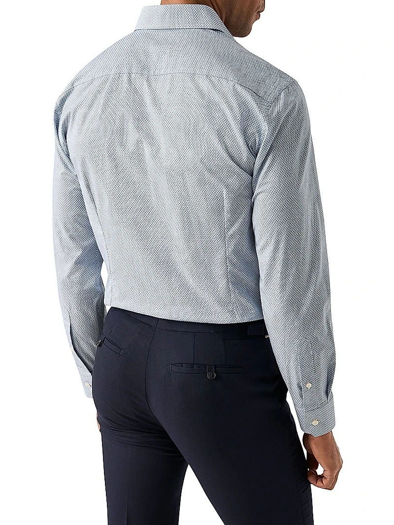 Contemporary-Fit Micro Print Button-Front Shirt