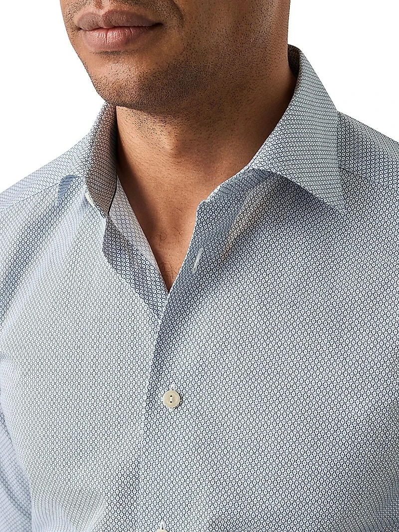 Contemporary-Fit Micro Print Button-Front Shirt