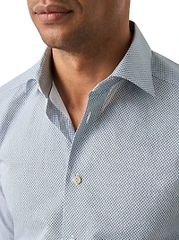 Contemporary-Fit Micro Print Button-Front Shirt