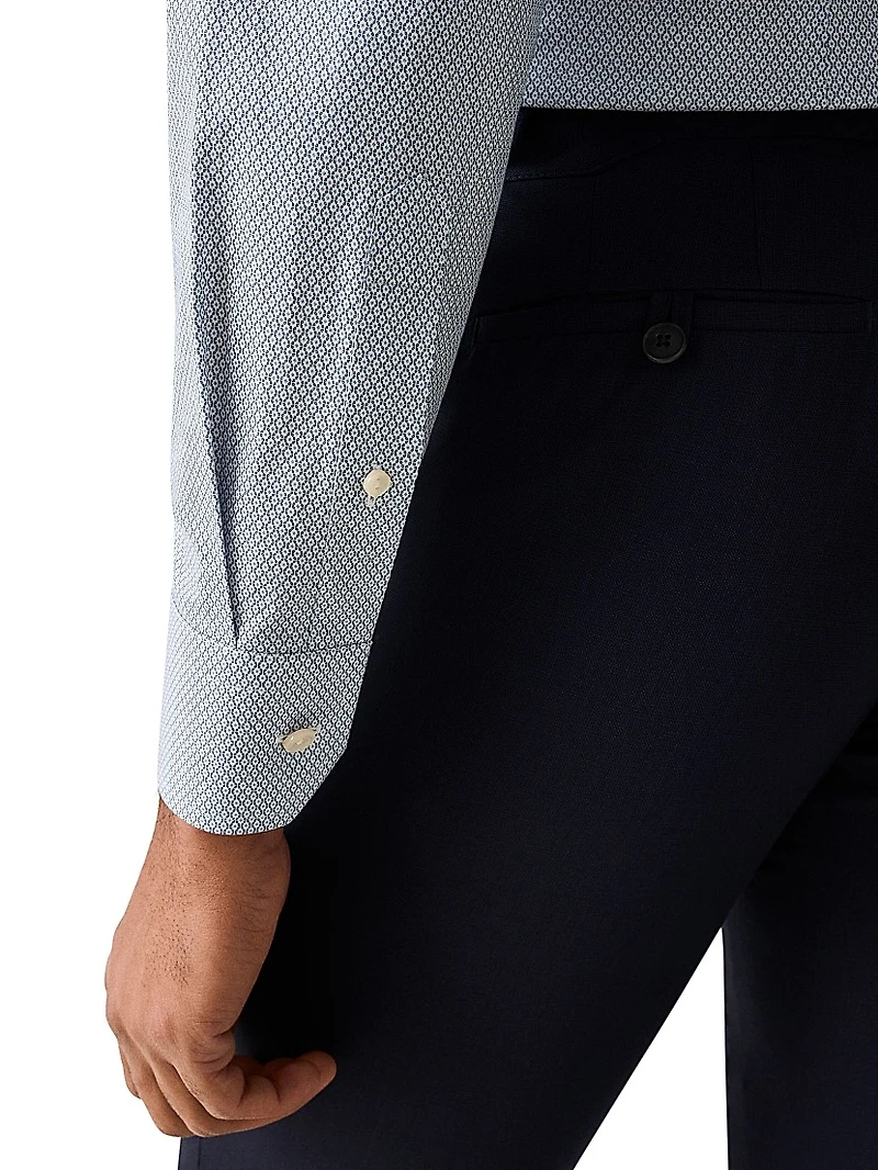 Contemporary-Fit Micro Print Button-Front Shirt