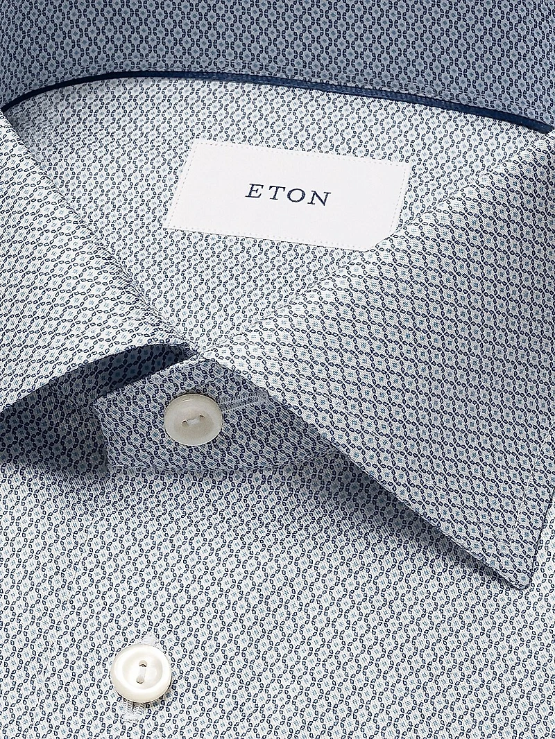 Contemporary-Fit Micro Print Button-Front Shirt