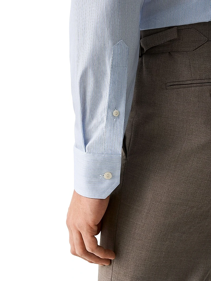 Slim-Fit Striped Button-Front Shirt