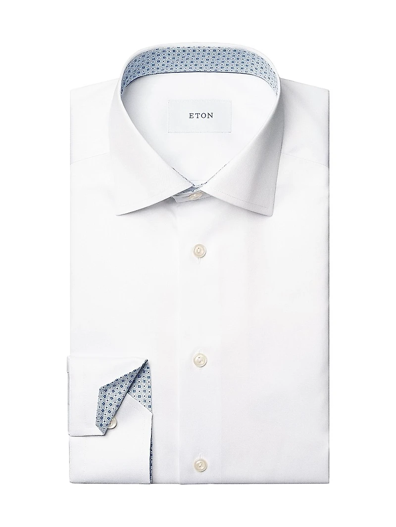 Slim-Fit Medallion Detail Button-Front Shirt