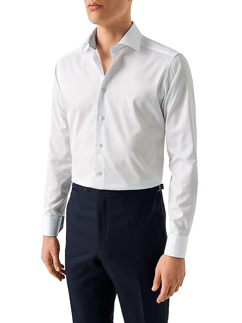 Slim-Fit Medallion Detail Button-Front Shirt