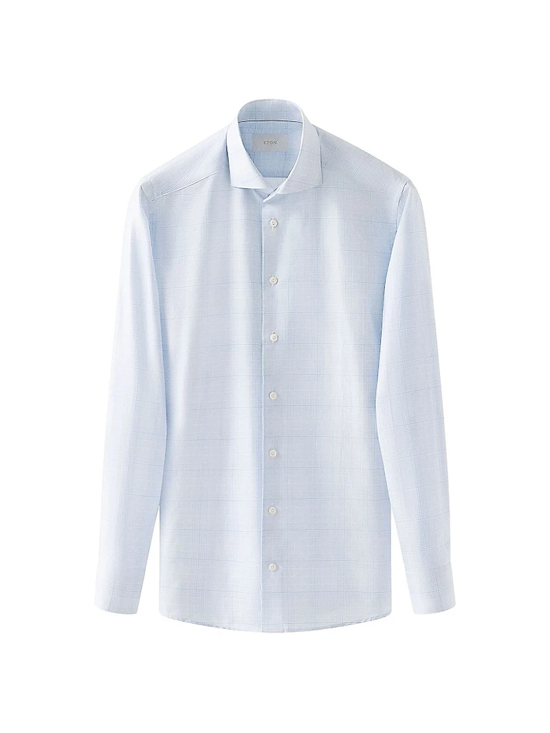 Contemporary-Fit Elevated Cotton-Linen Check Shirt
