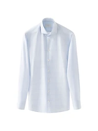 Contemporary-Fit Elevated Cotton-Linen Check Shirt