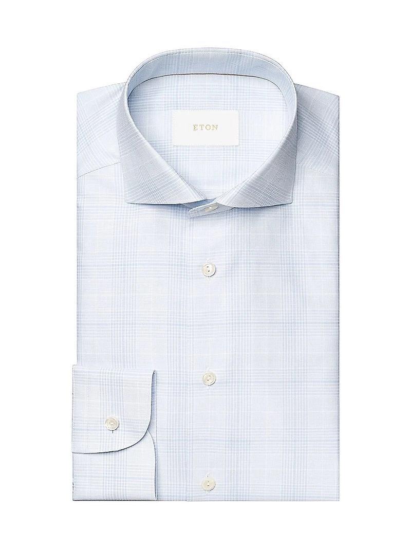 Contemporary-Fit Elevated Cotton-Linen Check Shirt