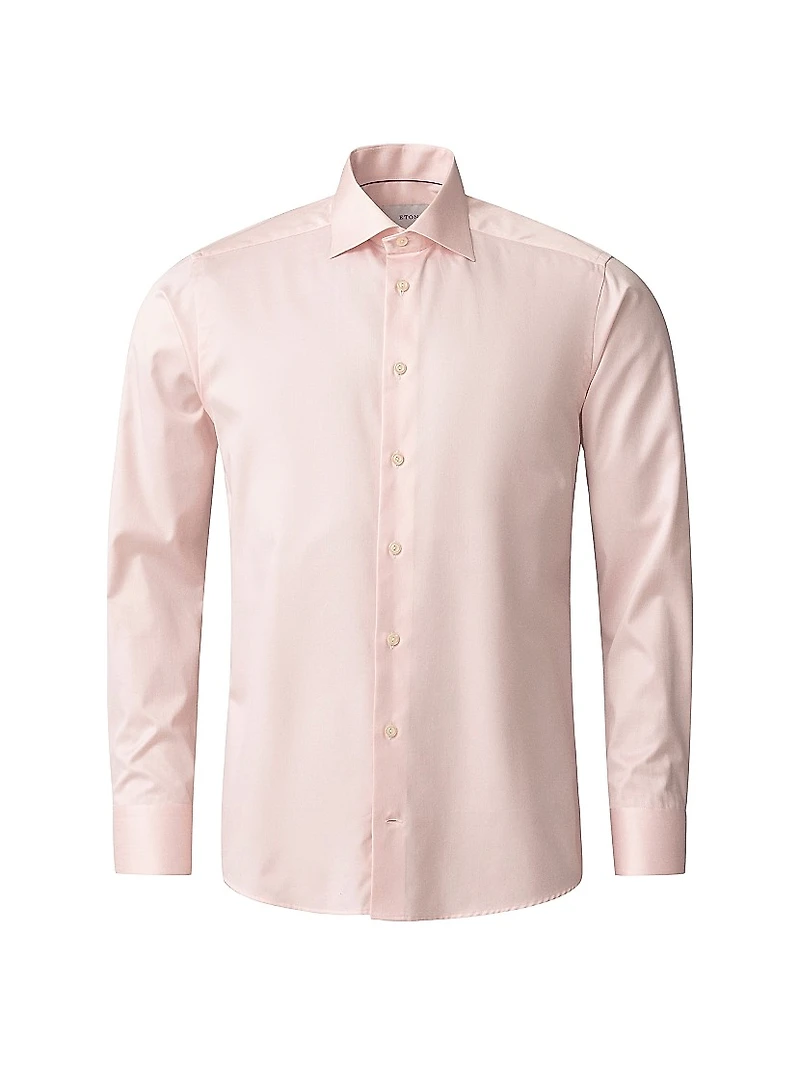 Contemporary-Fit Solid Cotton-Blend Button-Front Shirt