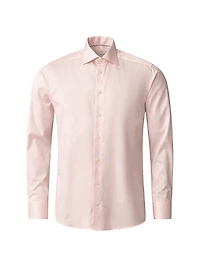 Contemporary-Fit Solid Cotton-Blend Button-Front Shirt