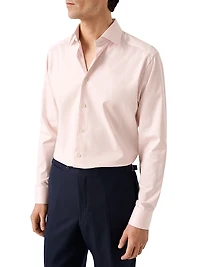Contemporary-Fit Solid Cotton-Blend Button-Front Shirt