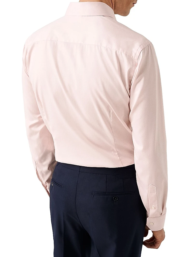 Contemporary-Fit Solid Cotton-Blend Button-Front Shirt