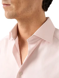 Contemporary-Fit Solid Cotton-Blend Button-Front Shirt