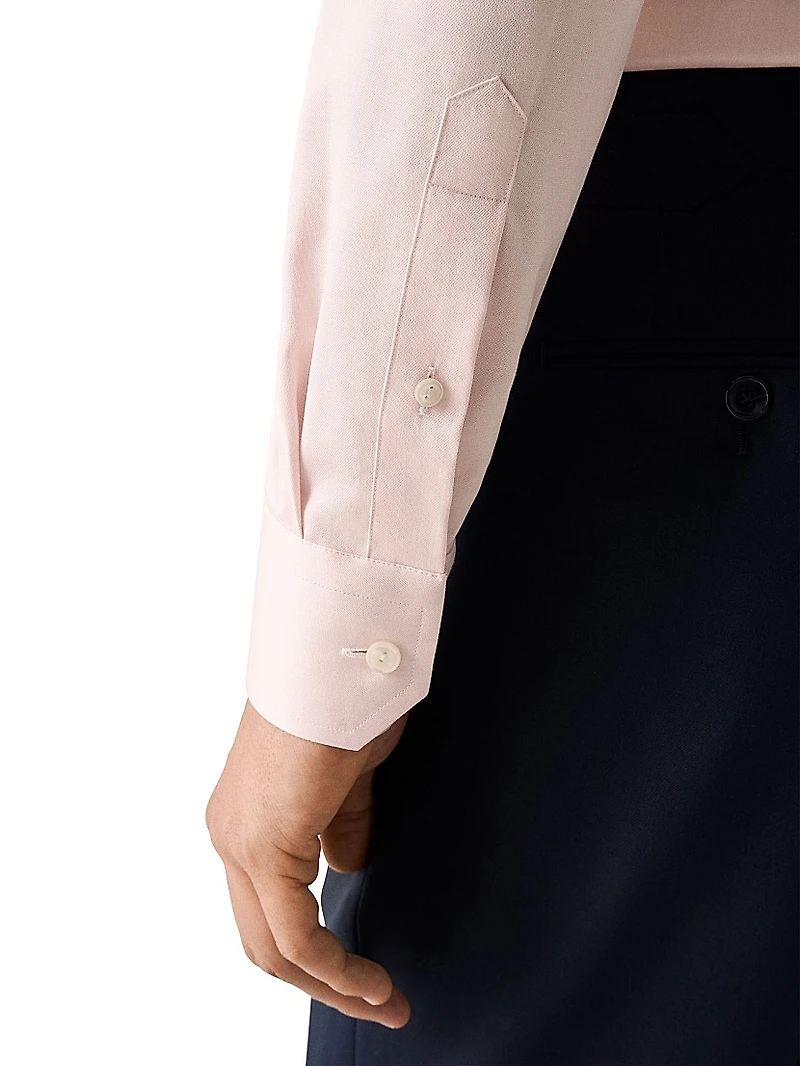 Contemporary-Fit Solid Cotton-Blend Button-Front Shirt