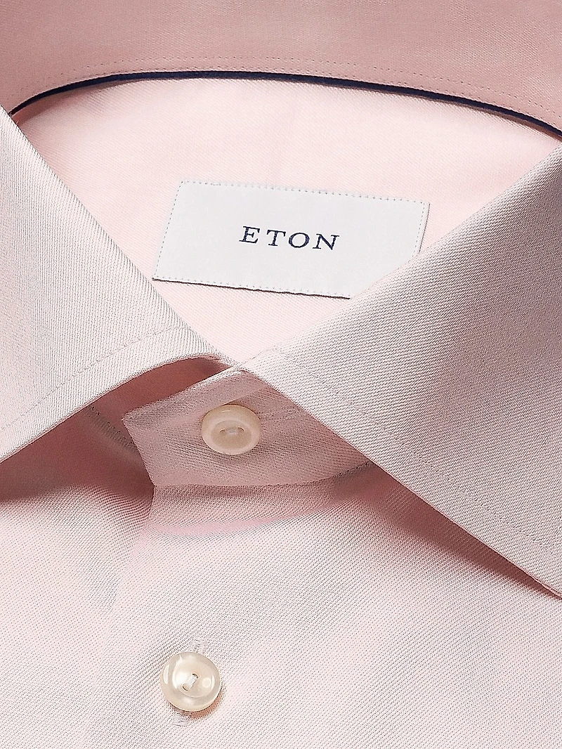 Contemporary-Fit Solid Cotton-Blend Button-Front Shirt