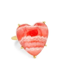 Love 14K Yellow Gold & Rhodochrosite Heart Ring