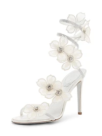 Cleo 105MM Crystal-Embellished Floral Satin Sandals