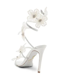 Cleo 105MM Crystal-Embellished Floral Satin Sandals