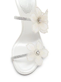 Cleo 105MM Crystal-Embellished Floral Satin Sandals