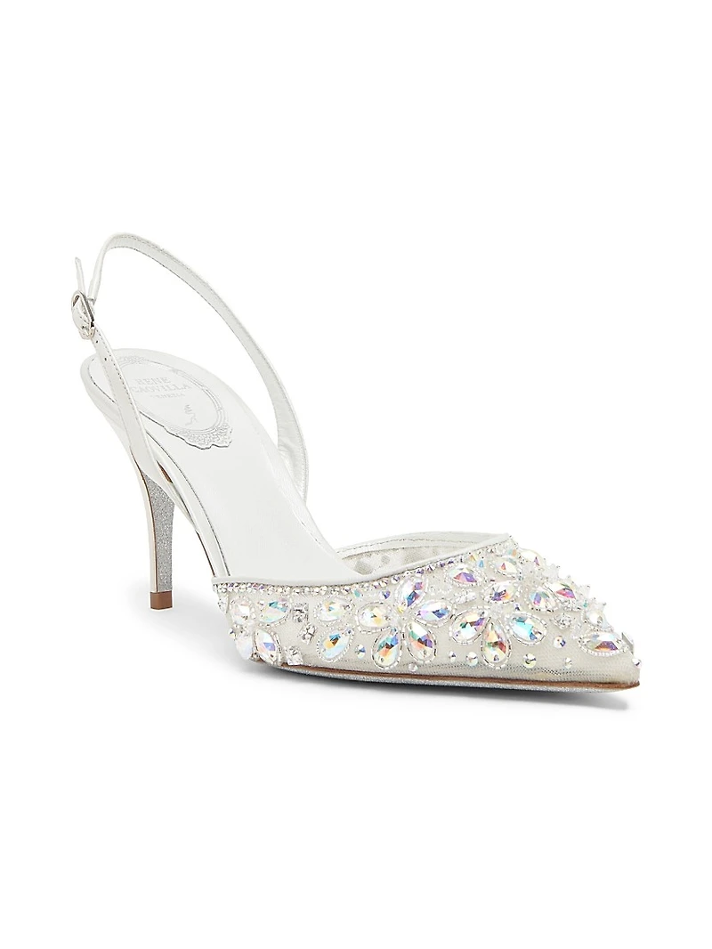 Crystal Decorated 80MM Slingback Heels