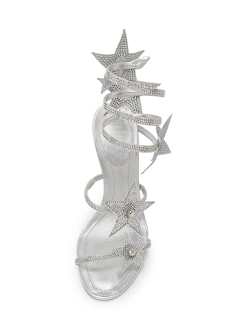 Cleo 105MM Crystal-Embellished Star Satin Sandals