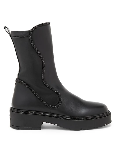 Crystal Decorated Combat Boots