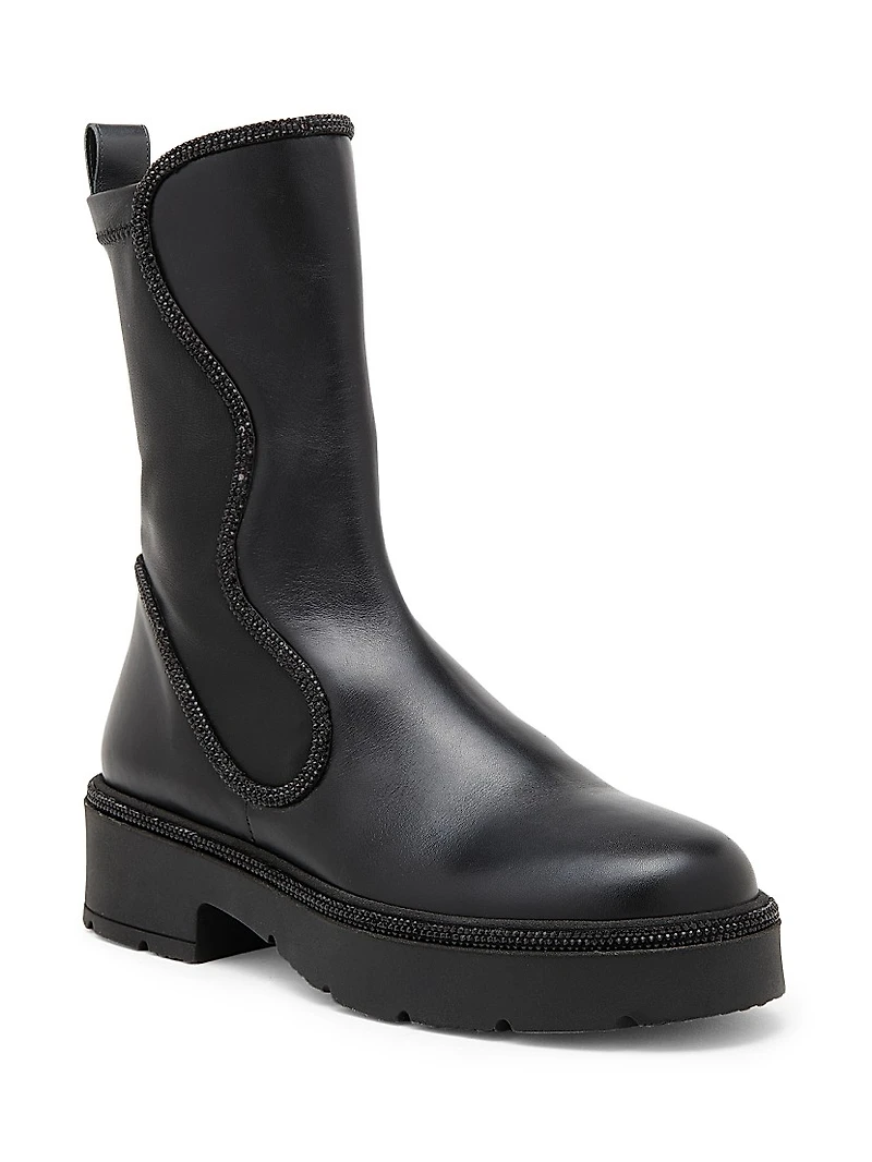 Crystal Decorated Combat Boots