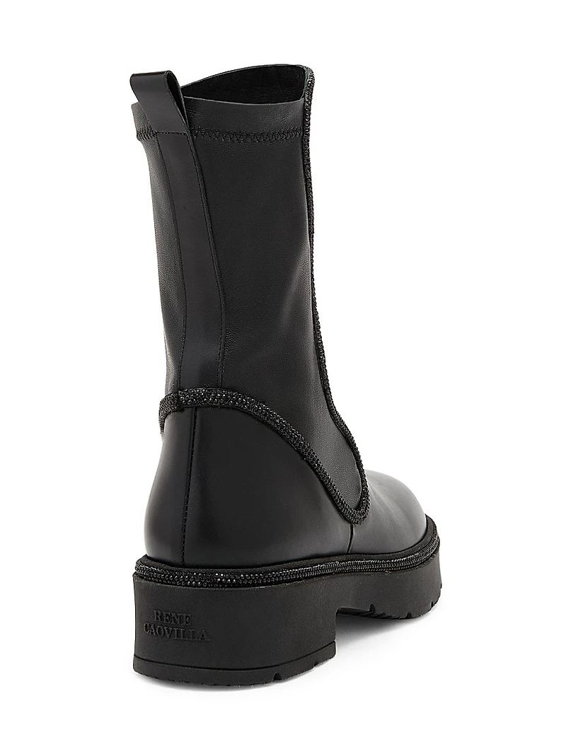 Crystal Decorated Combat Boots