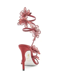 105MM Crystal-Embellished Floral Satin Sandals