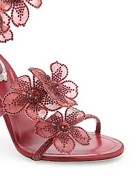 105MM Crystal-Embellished Floral Satin Sandals