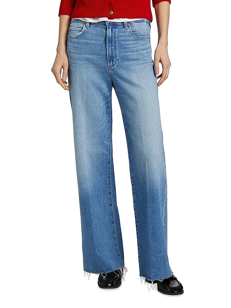 Anessa High-Rise Raw-Hem Straight Jeans