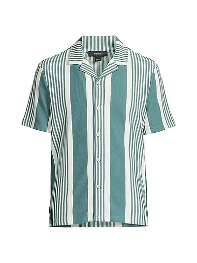 Alcazar Striped Rib-Knit Camp Shirt
