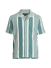 Alcazar Striped Rib-Knit Camp Shirt