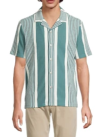Alcazar Striped Rib-Knit Camp Shirt
