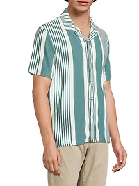 Alcazar Striped Rib-Knit Camp Shirt