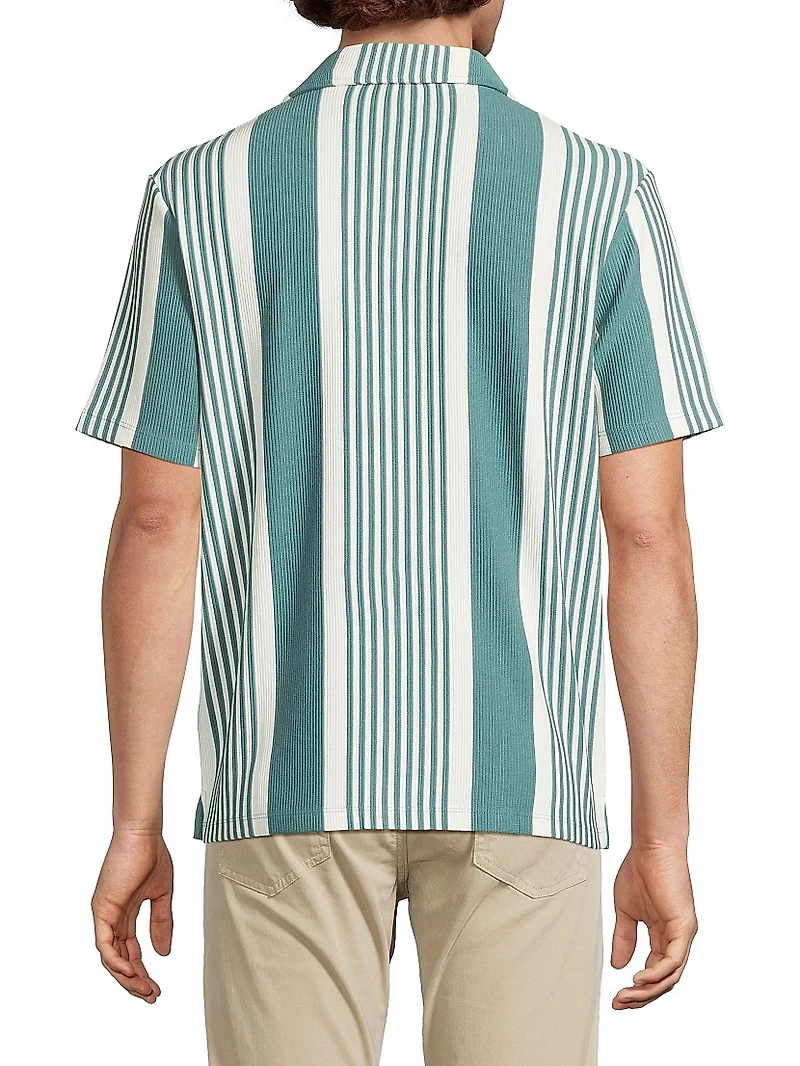 Alcazar Striped Rib-Knit Camp Shirt