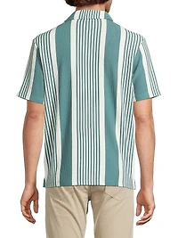 Alcazar Striped Rib-Knit Camp Shirt