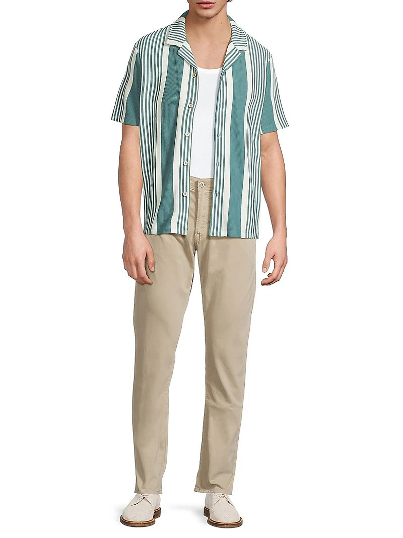 Alcazar Striped Rib-Knit Camp Shirt