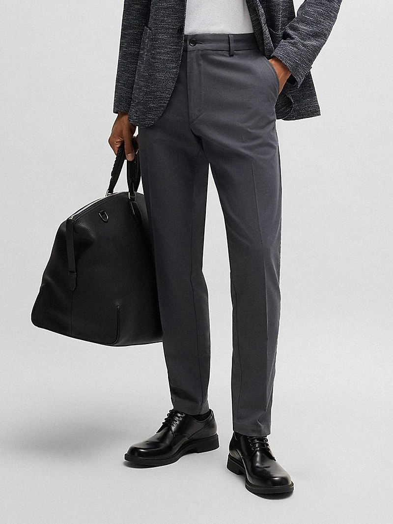 Regular-Fit Trousers Micro-Patterned Stretch Cotton