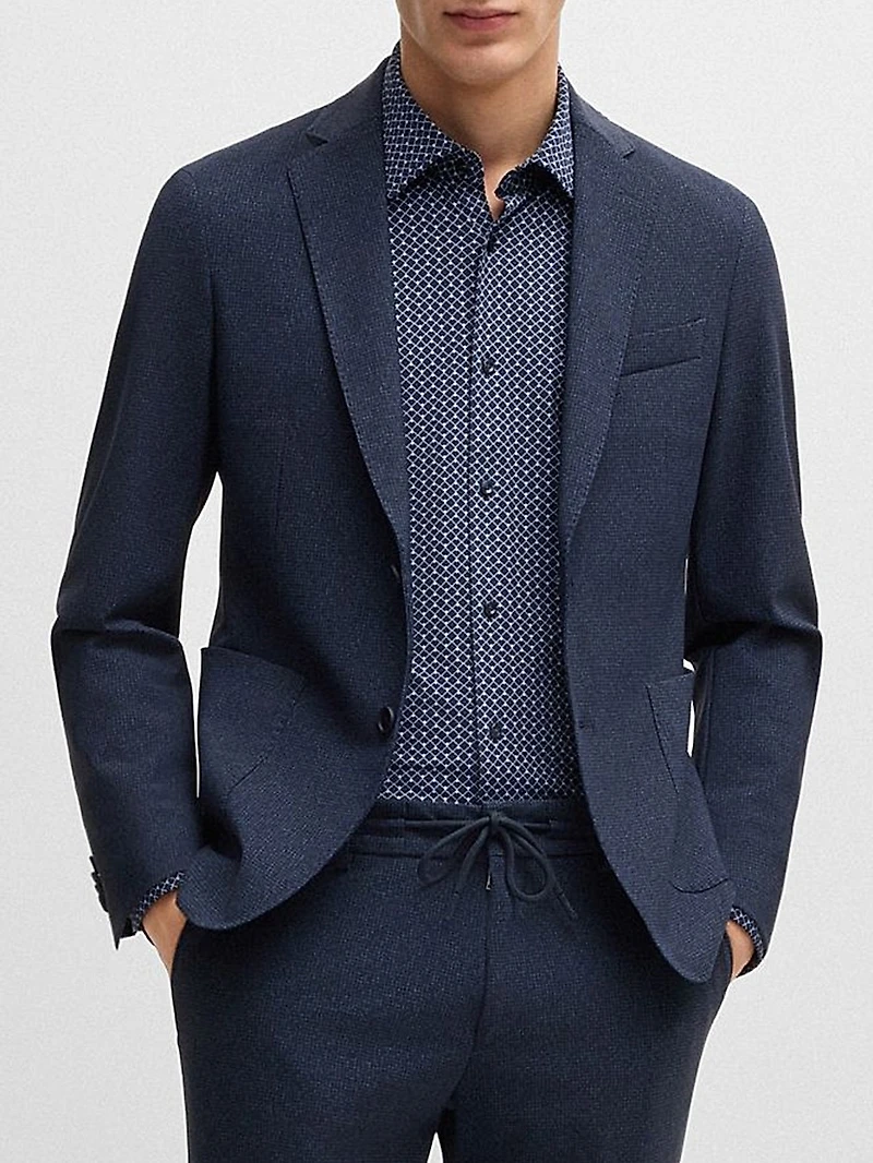 Slim-Fit Shirt Printed Performance-Stretch Material