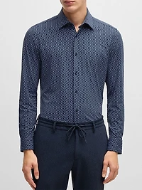 Slim-Fit Shirt Printed Performance-Stretch Material