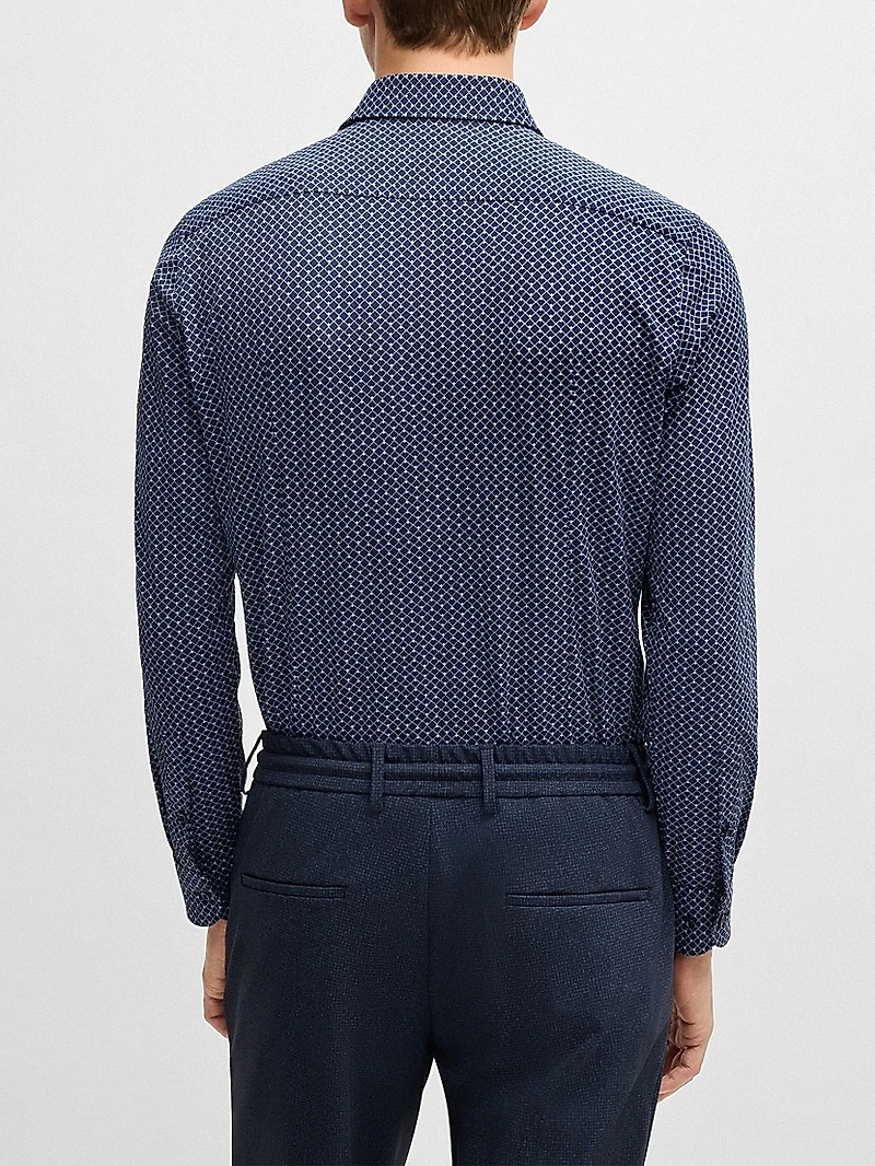 Slim-Fit Shirt Printed Performance-Stretch Material