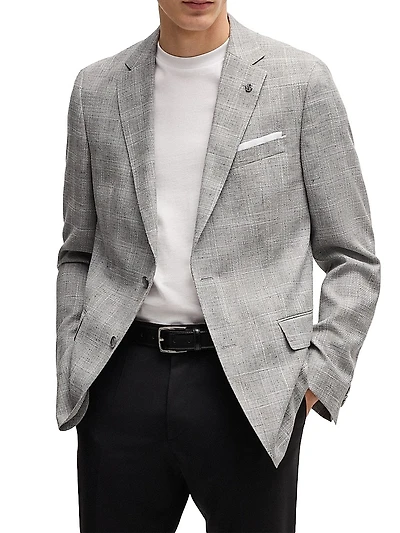 Slim-Fit Suit Jacket a Checked Wool Blend