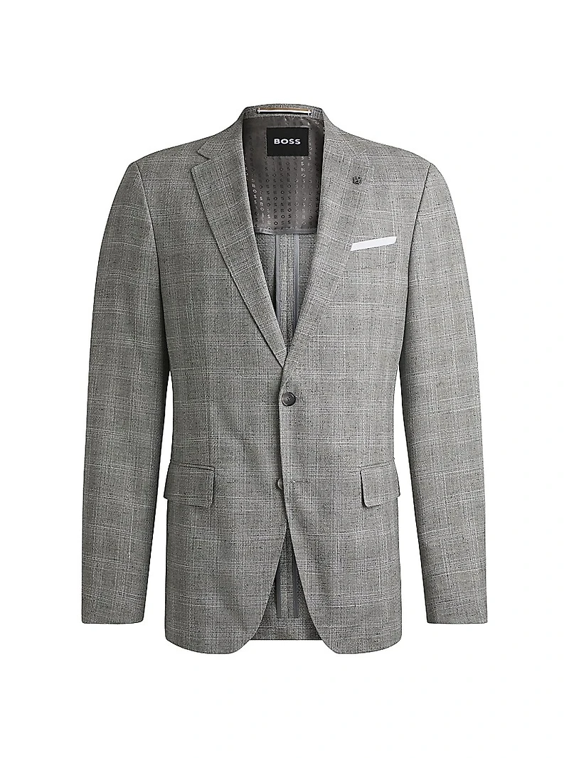 Slim-Fit Suit Jacket a Checked Wool Blend