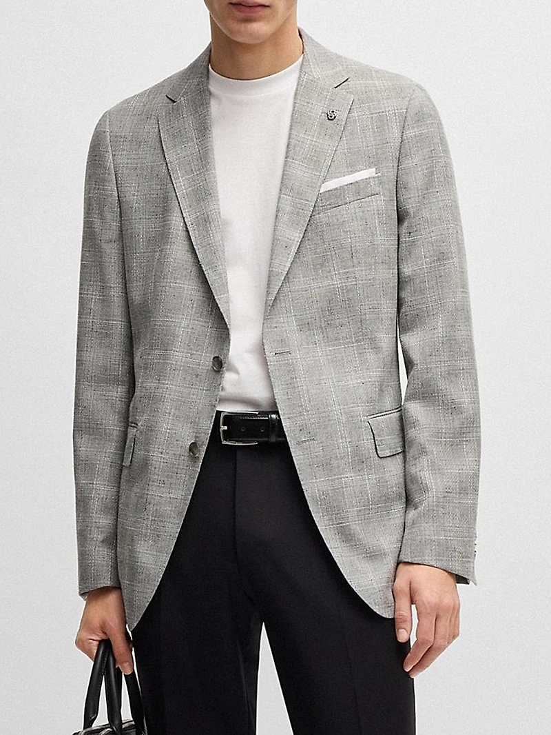 Slim-Fit Suit Jacket a Checked Wool Blend