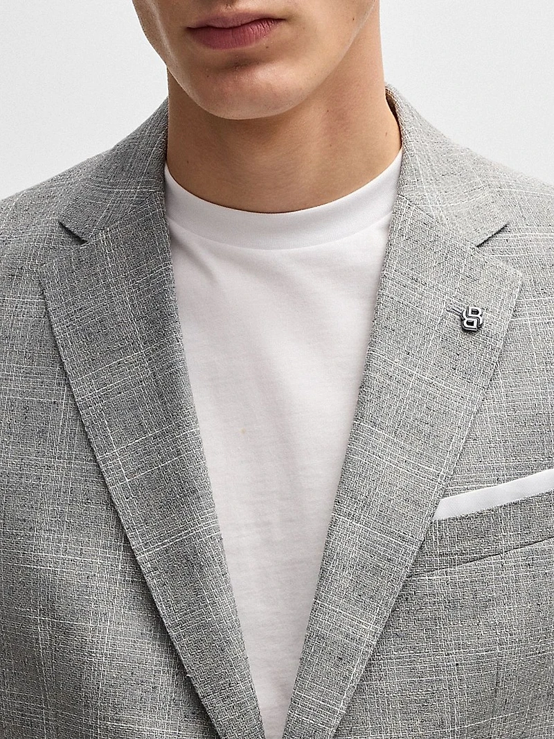 Slim-Fit Suit Jacket a Checked Wool Blend
