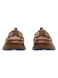 Check Collar Leather Boat Shoes